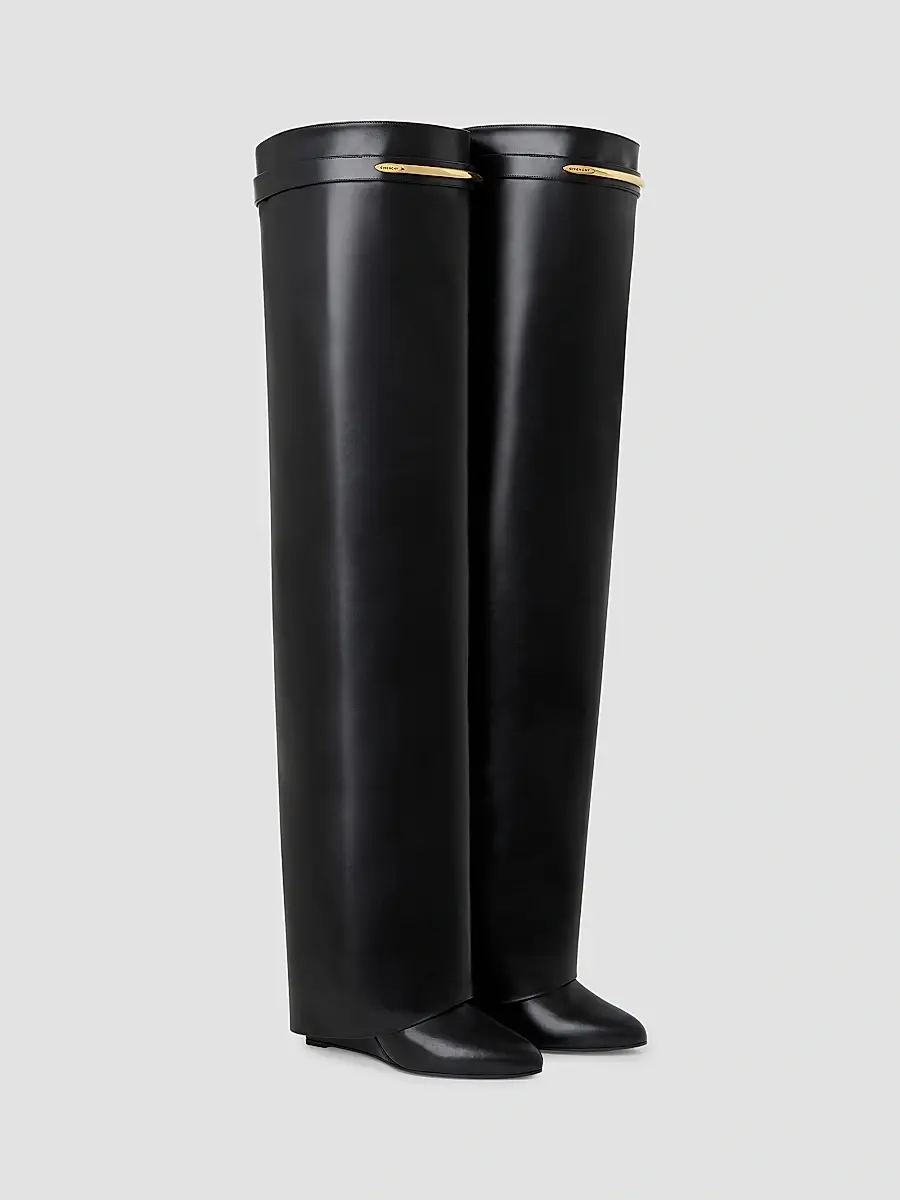 Givenchy Women's Shark Pinch Over-The-Knee Boots in Leather - Black Golden | Thumbnail 2 Givenchy Women's Shark Pinch Over-The-Knee Boots in Leather - Black Golden | Thumbnail 2