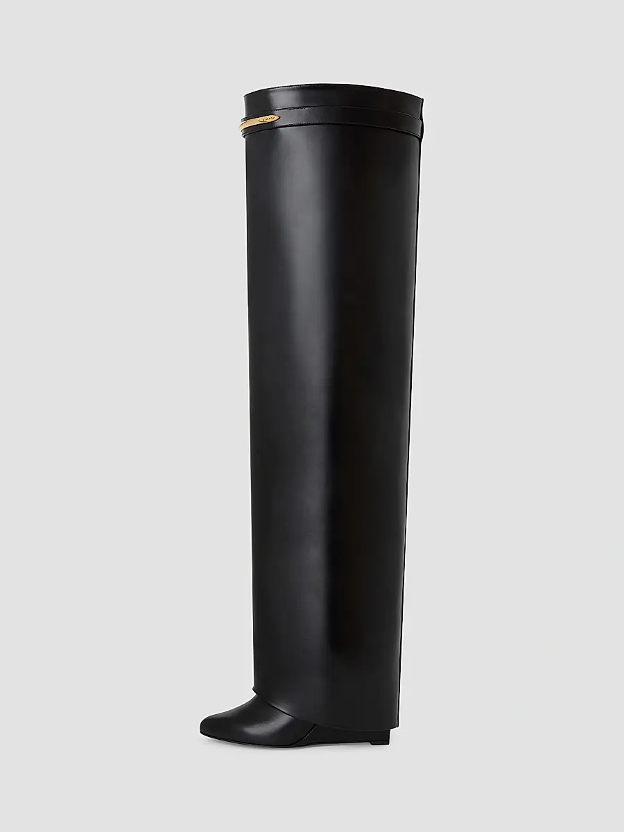 Givenchy Women's Shark Pinch Over-The-Knee Boots in Leather - Black Golden | Thumbnail 3 Givenchy Women's Shark Pinch Over-The-Knee Boots in Leather - Black Golden | Thumbnail 3