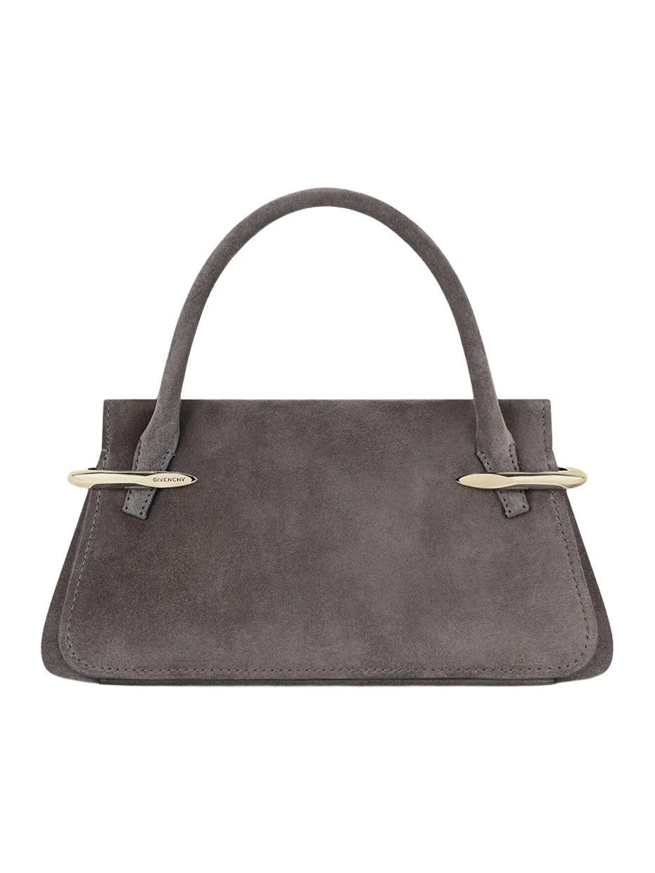 Givenchy Women's Medium Pinch Top Handle Bag in Suede Leather - Dark Grey