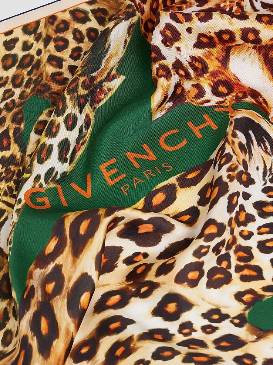 Givenchy Women's Square in Silk with Leopards Print - Green Multi | Thumbnail 3