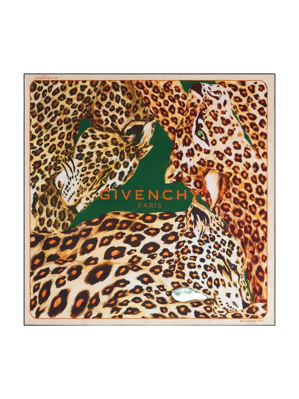 Givenchy Women's Square in Silk with Leopards Print - Green Multi