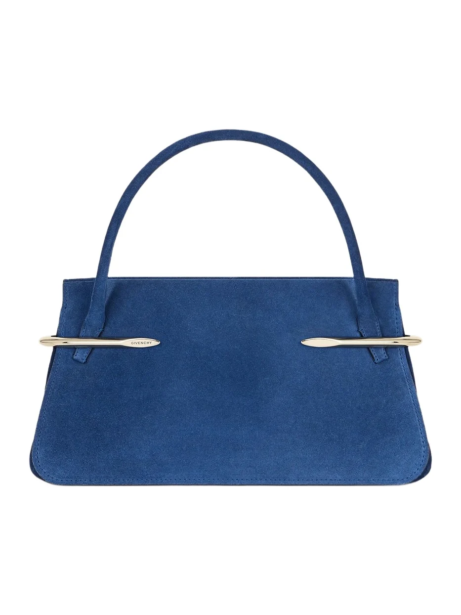 Givenchy Women's Medium Pinch Top Handle Bag in Suede Leather - Saphir Blue