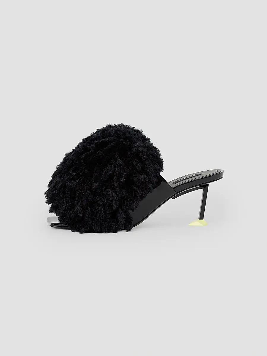 Givenchy Women's Pompom Mules in Patent Leather and Knit - Black | Thumbnail 3 Givenchy Women's Pompom Mules in Patent Leather and Knit - Black | Thumbnail 3