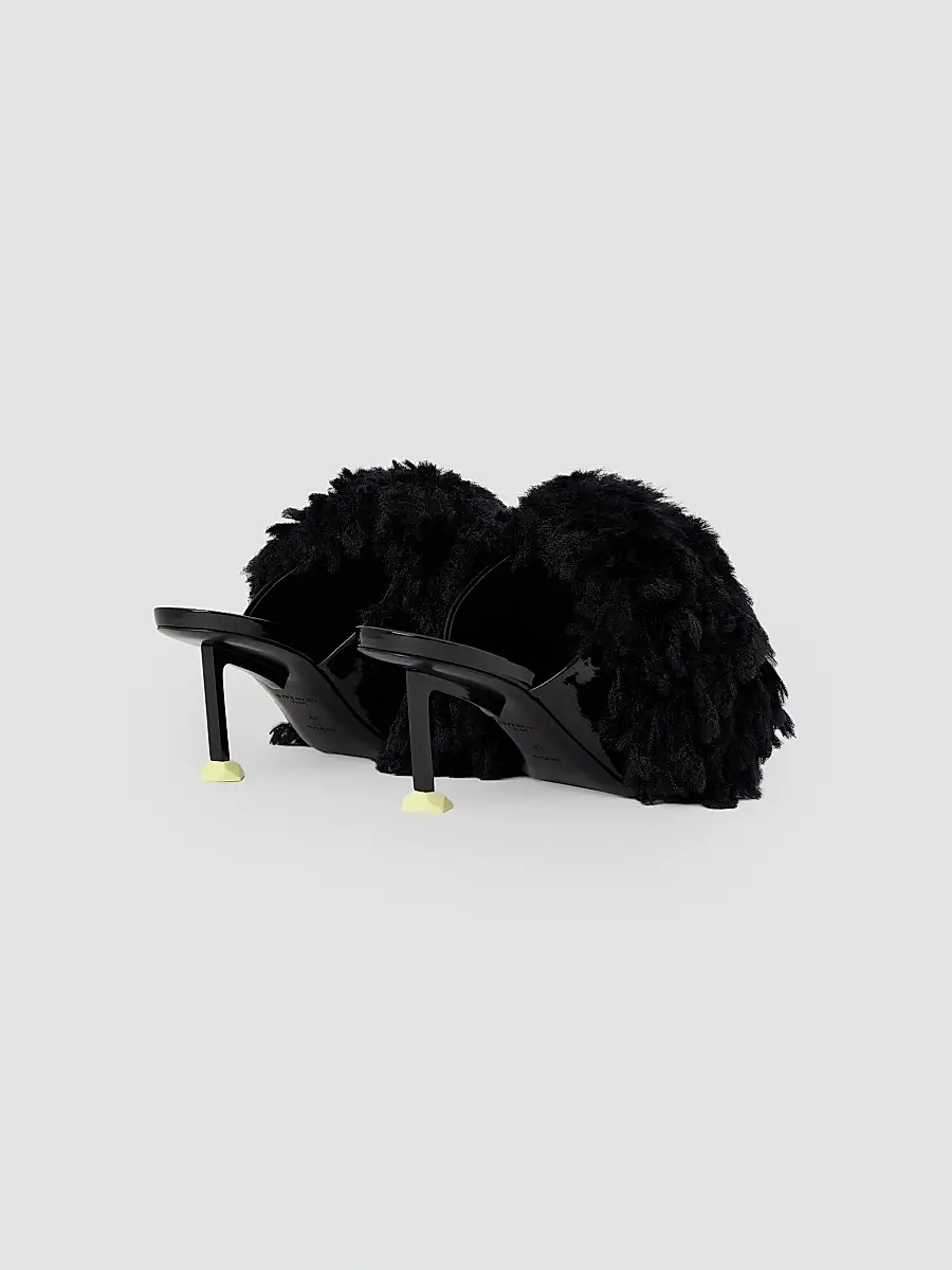 Givenchy Women's Pompom Mules in Patent Leather and Knit - Black | Thumbnail 4 Givenchy Women's Pompom Mules in Patent Leather and Knit - Black | Thumbnail 4