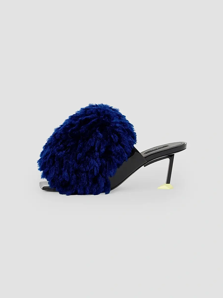 Givenchy Women's Pompom Mules in Patent Leather and Knit - Saphir Blue | Thumbnail 2 Givenchy Women's Pompom Mules in Patent Leather and Knit - Saphir Blue | Thumbnail 2