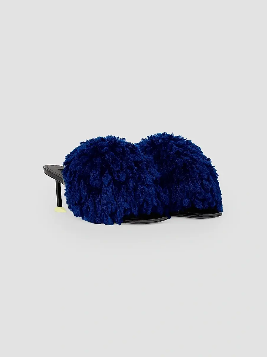 Givenchy Women's Pompom Mules in Patent Leather and Knit - Saphir Blue | Thumbnail 3 Givenchy Women's Pompom Mules in Patent Leather and Knit - Saphir Blue | Thumbnail 3