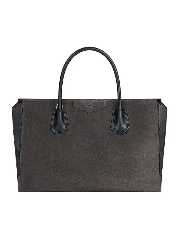 Women's Medium Antigona Catchall Tote Bag in Suede - Dark Grey Women's Medium Antigona Catchall Tote Bag in Suede - Dark Grey