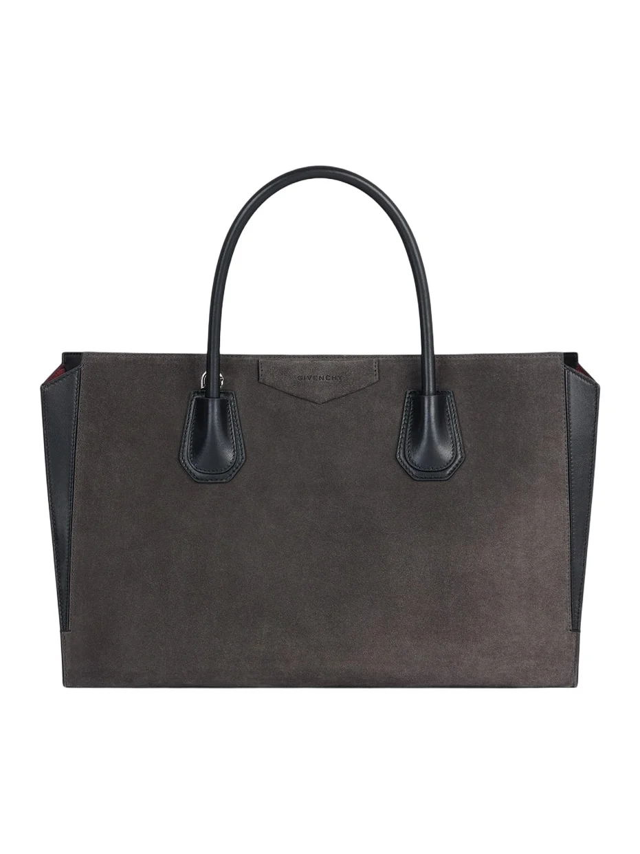 Givenchy Women's Medium Antigona Catchall Tote Bag in Suede - Dark Grey