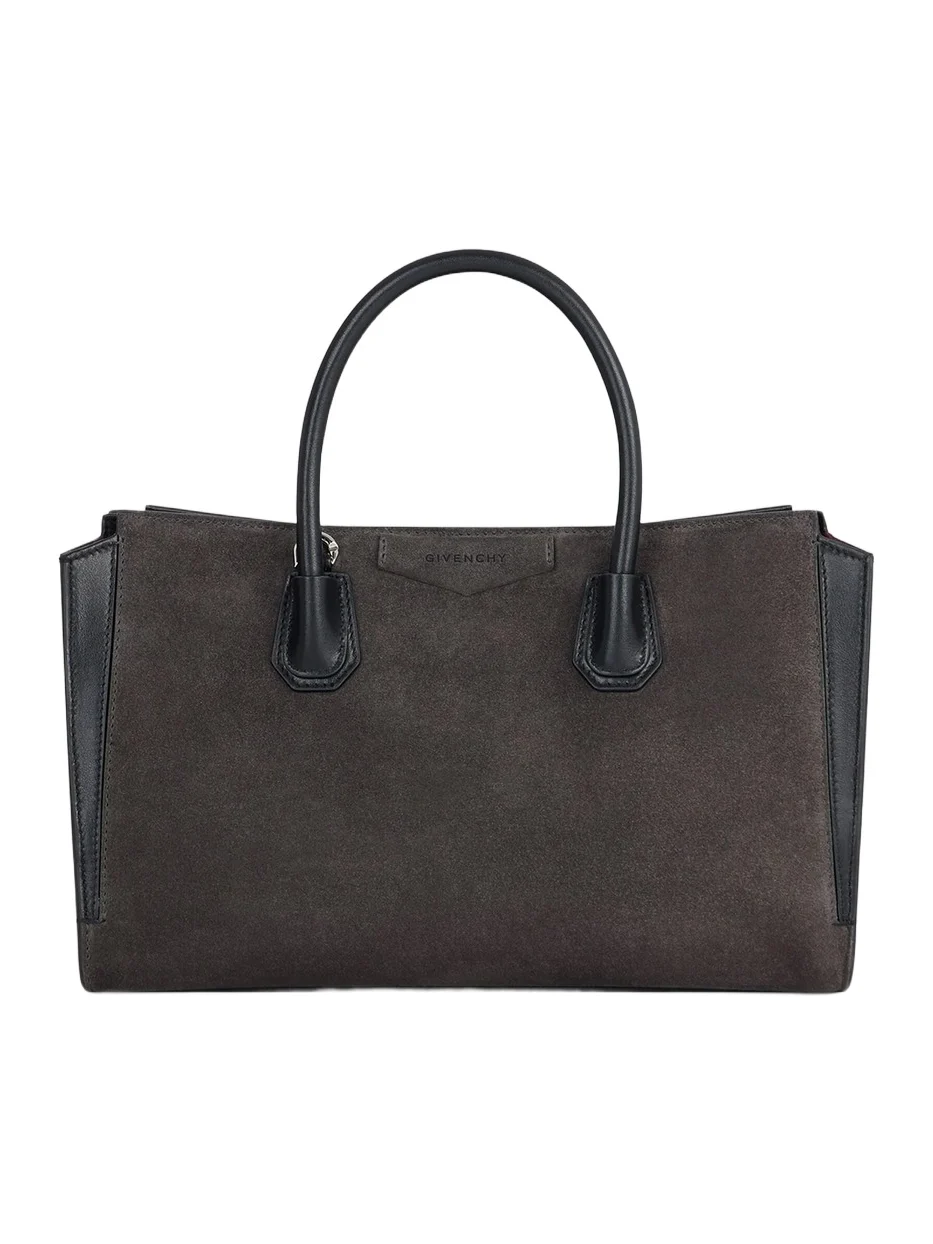 Givenchy Women's Small Antigona Catchall Top Handle Bag in Suede Leather - Dark Grey