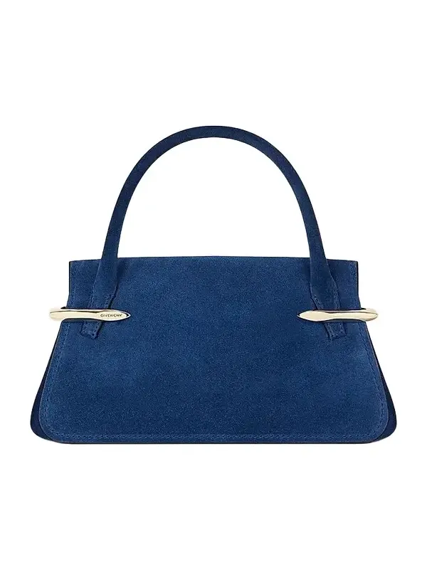 Women's Mini Pinch Top Handle Bag in Suede Leather - Saphir Blue Women's Mini Pinch Top Handle Bag in Suede Leather - Saphir Blue