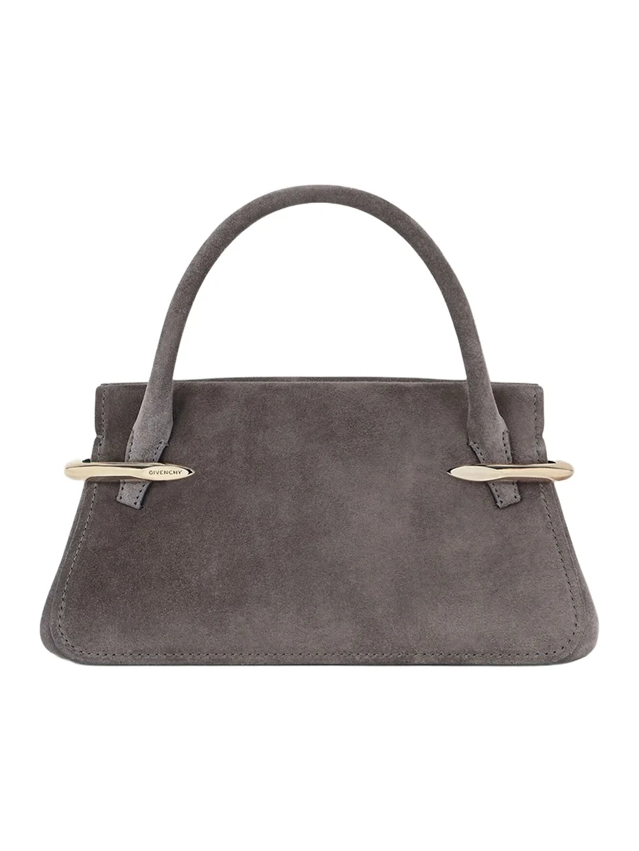 Givenchy Women's Mini Pinch Top Handle Bag in Suede Leather - Dark Grey