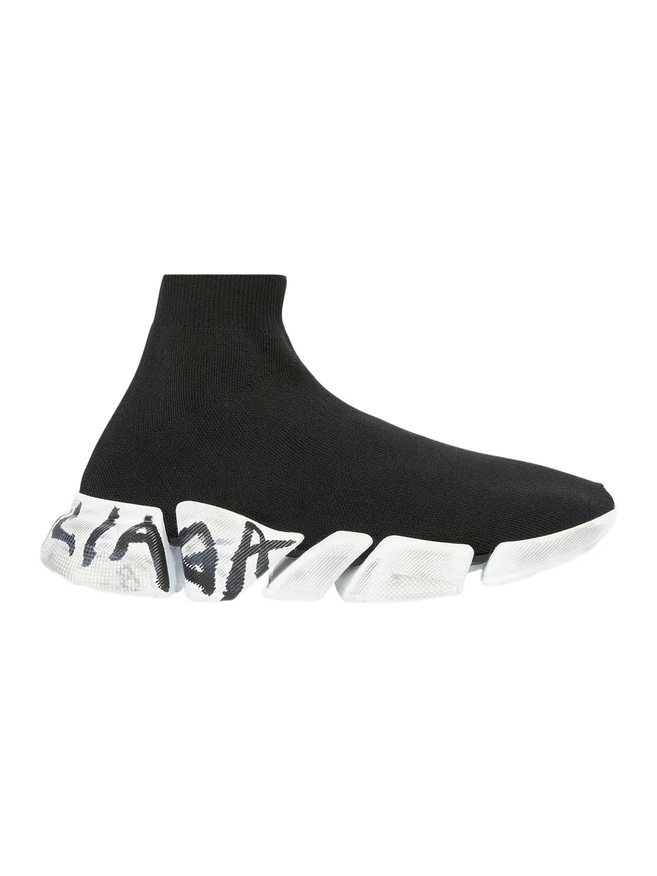 Balenciaga Men's Speed 2.0 Graffiti Recycled Knit Sneakers