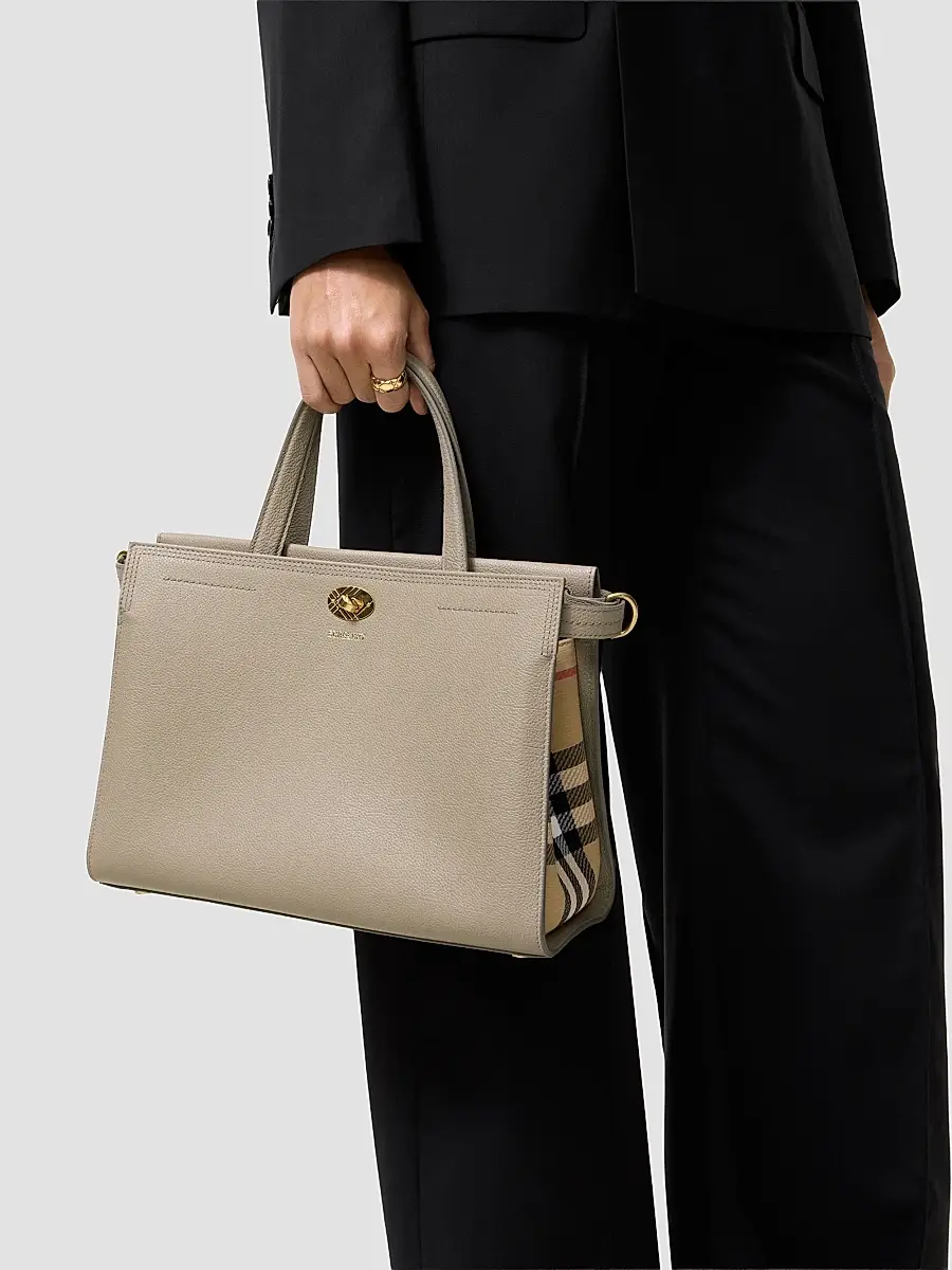 Burberry Women's Cotswolds Small Check Leather Tote Bag | Thumbnail 3 Burberry Women's Cotswolds Small Check Leather Tote Bag | Thumbnail 3