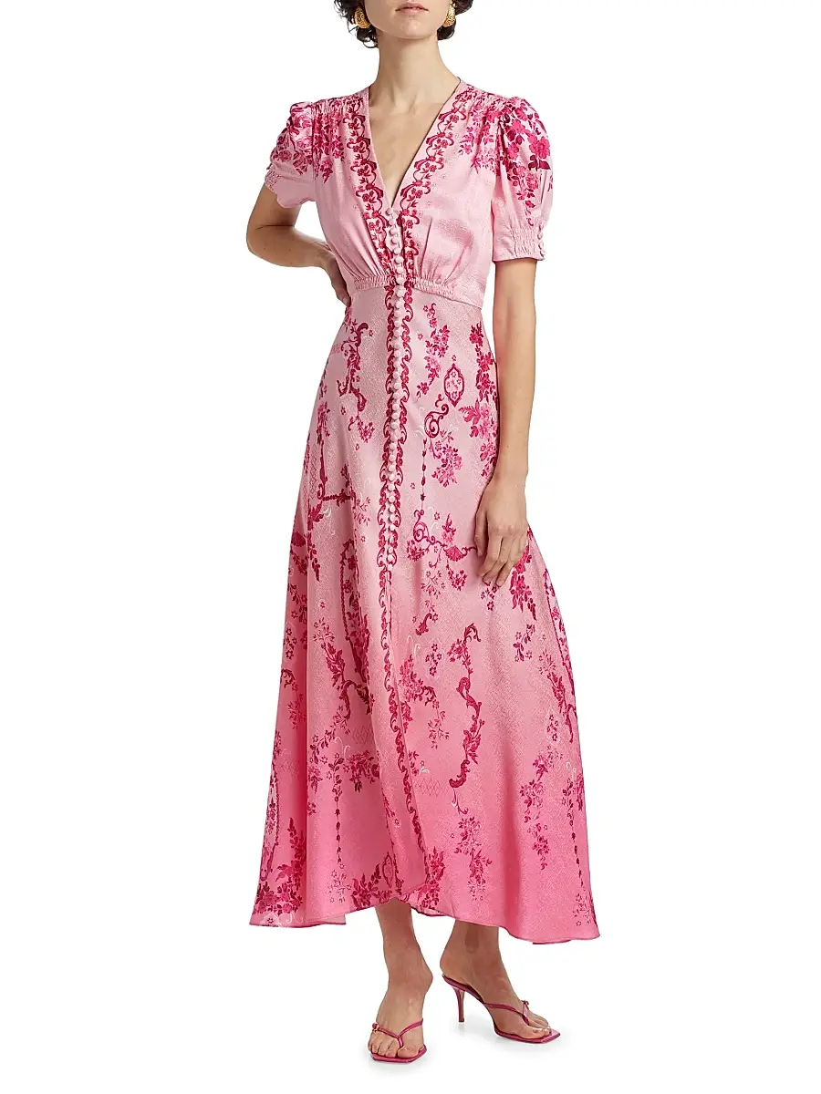 Saloni Women's Lea Floral Ombré Shirtdress | Thumbnail 2 Saloni Women's Lea Floral Ombré Shirtdress | Thumbnail 2