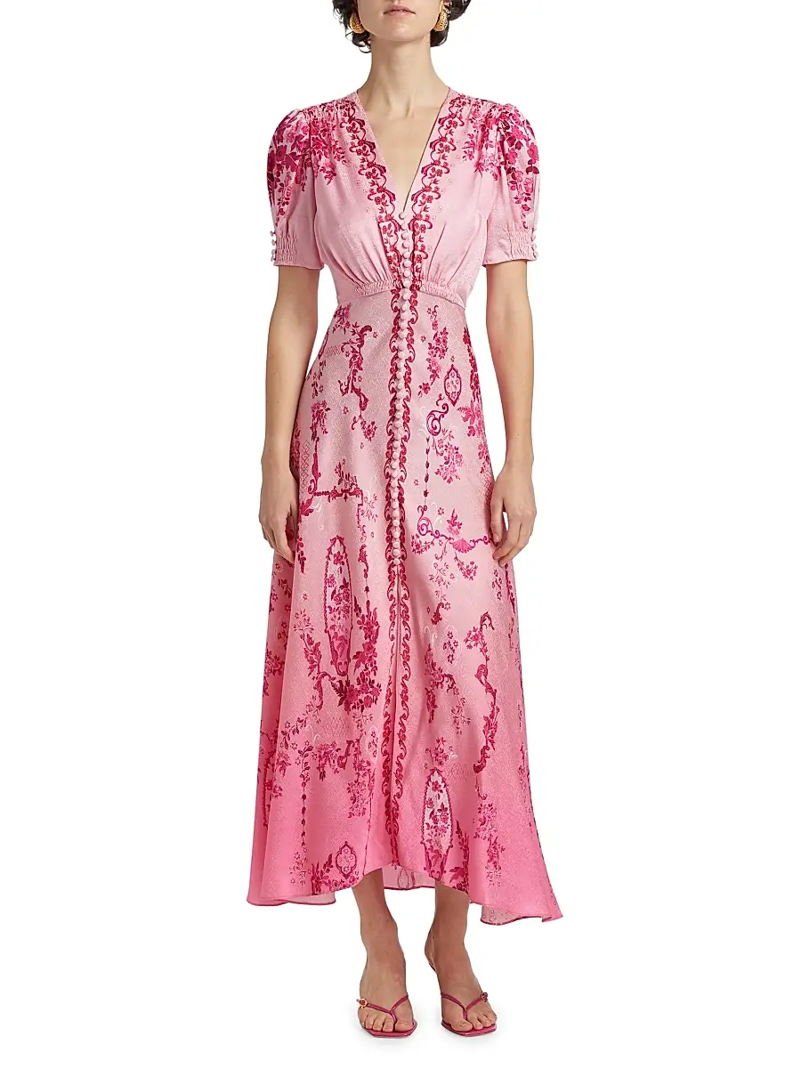 Saloni Women's Lea Floral Ombré Shirtdress | Thumbnail 3 Saloni Women's Lea Floral Ombré Shirtdress | Thumbnail 3