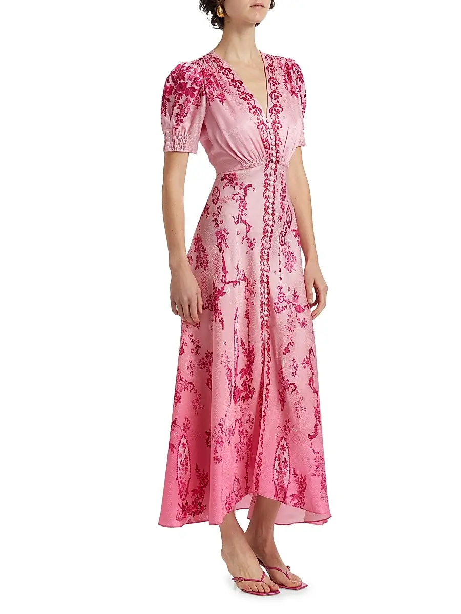 Saloni Women's Lea Floral Ombré Shirtdress | Thumbnail 4 Saloni Women's Lea Floral Ombré Shirtdress | Thumbnail 4