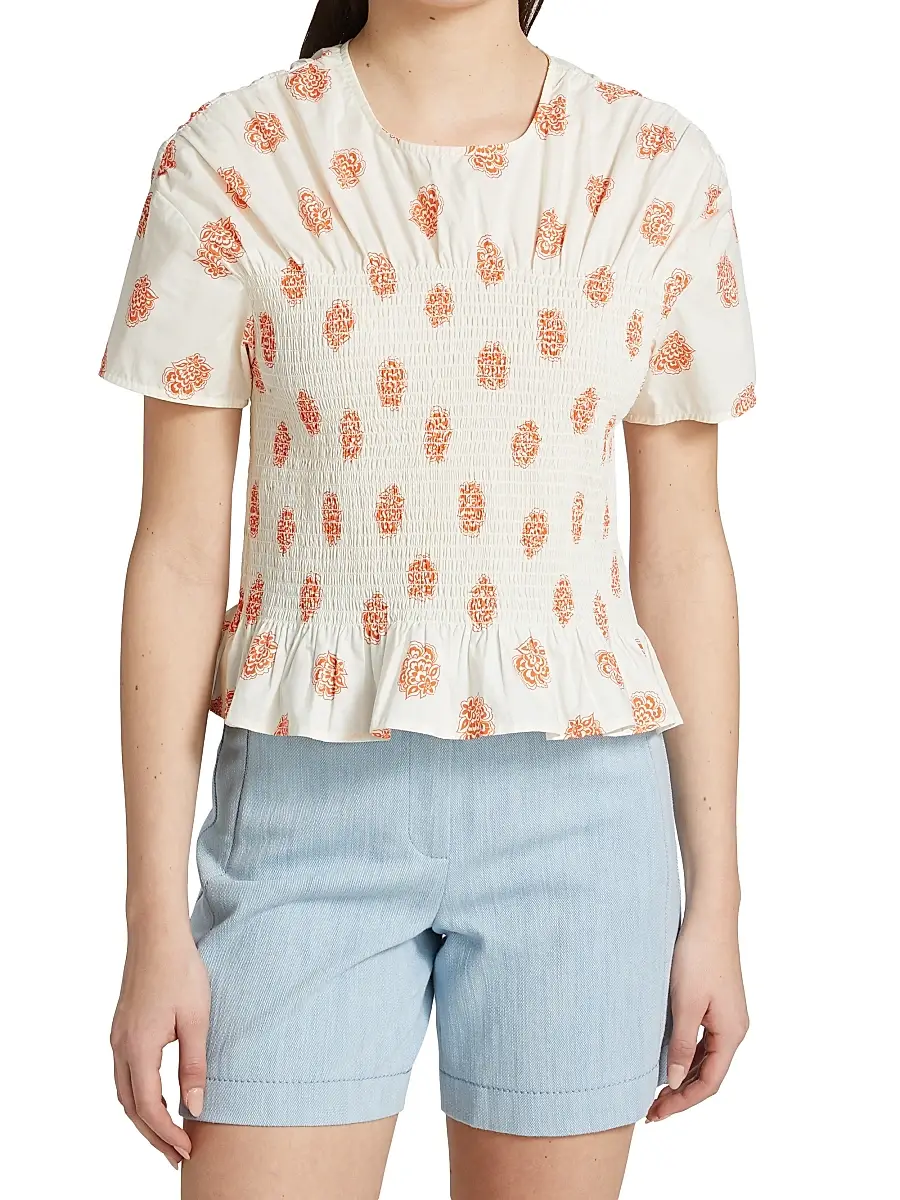 Baum und Pferdgarten Women's Mynowa Smocked Cotton Top | Thumbnail 3 Baum und Pferdgarten Women's Mynowa Smocked Cotton Top | Thumbnail 3