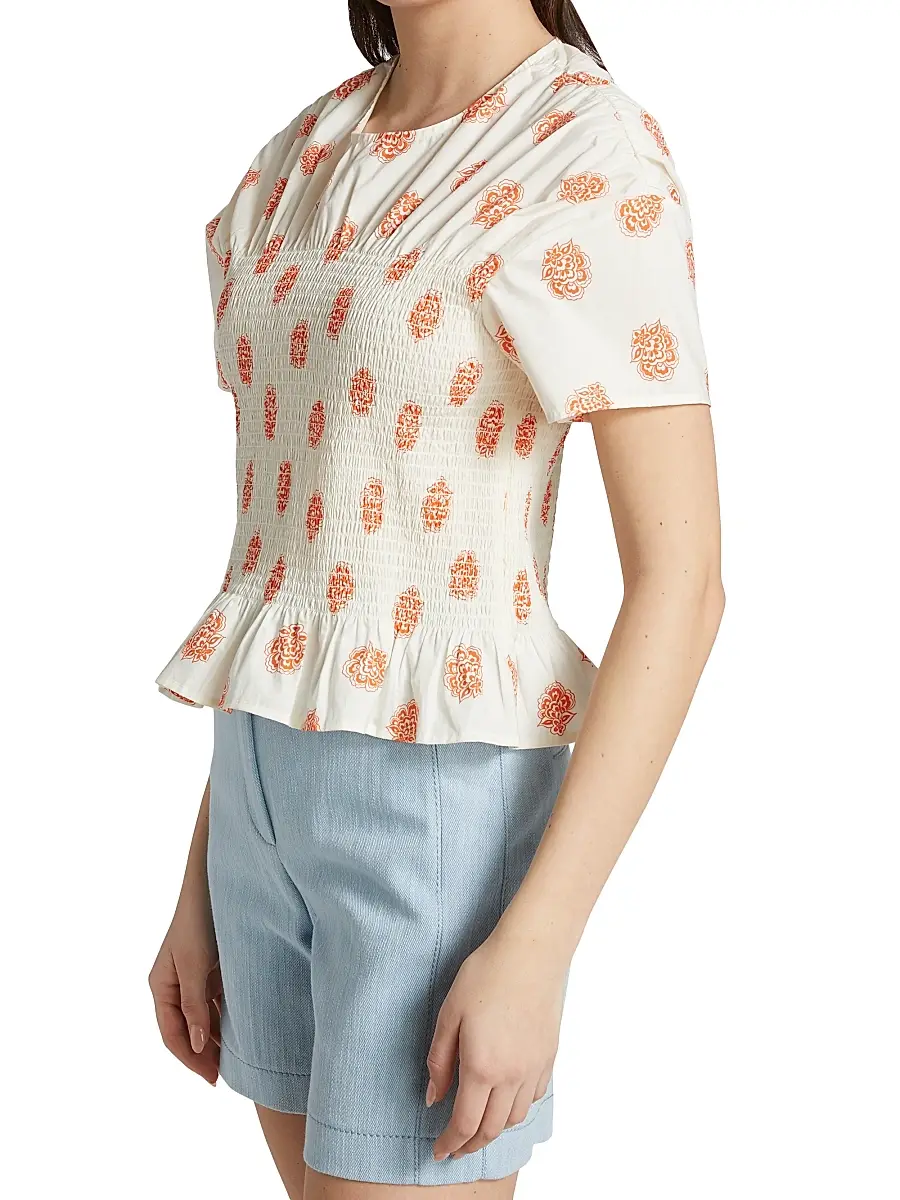 Baum und Pferdgarten Women's Mynowa Smocked Cotton Top | Thumbnail 4 Baum und Pferdgarten Women's Mynowa Smocked Cotton Top | Thumbnail 4