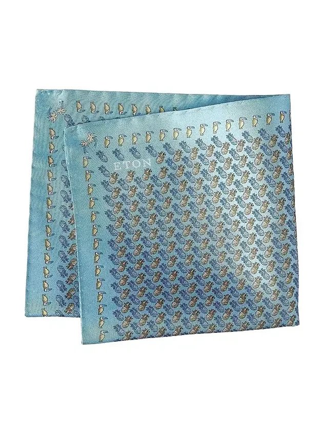 Men's Pineapple Print Silk Twill Pocket Square Men's Pineapple Print Silk Twill Pocket Square