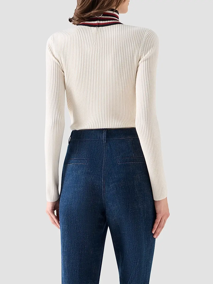 Akris punto Women's Stripe Mock Turtleneck Wool Sweater | Thumbnail 3 Akris punto Women's Stripe Mock Turtleneck Wool Sweater | Thumbnail 3