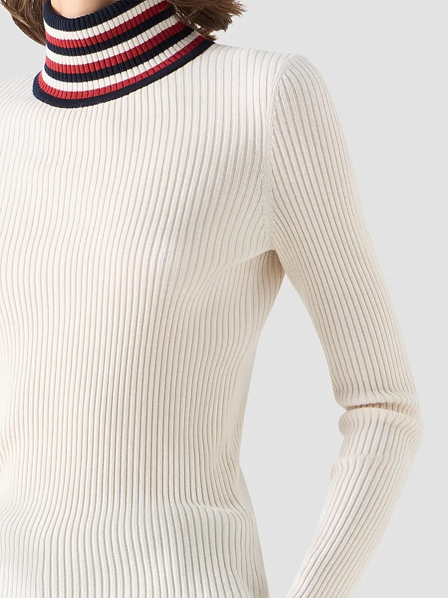 Akris punto Women's Stripe Mock Turtleneck Wool Sweater | Thumbnail 5 Akris punto Women's Stripe Mock Turtleneck Wool Sweater | Thumbnail 5