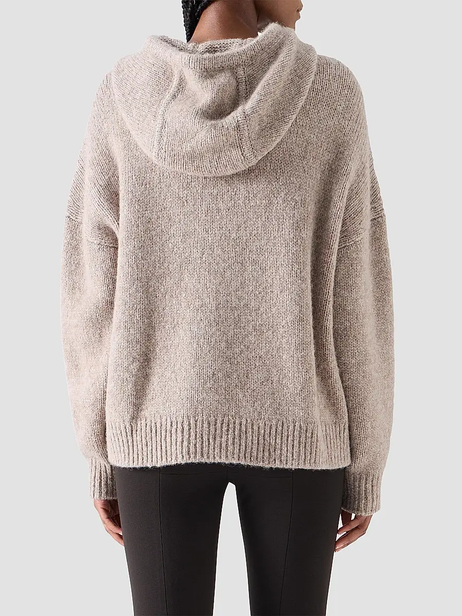 Akris punto Women's Fluffy Alpaca-Wool Knit Hoodie | Thumbnail 3