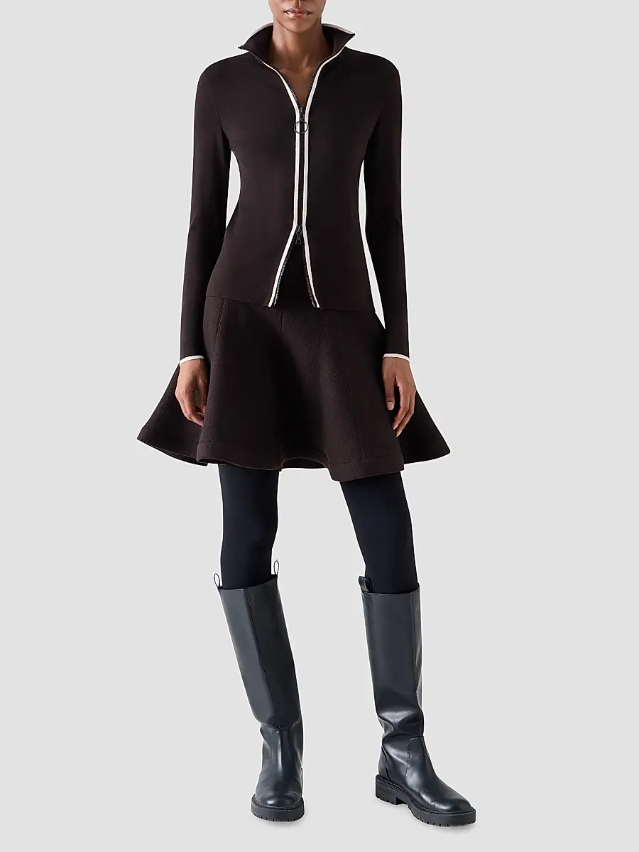 Akris punto Women's Merino Wool Knit Zip Cardigan | Thumbnail 2