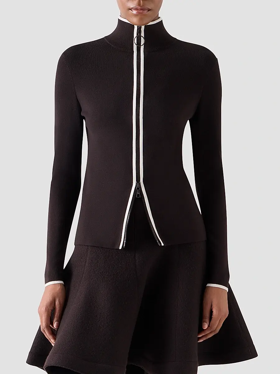 Akris punto Women's Merino Wool Knit Zip Cardigan | Thumbnail 4