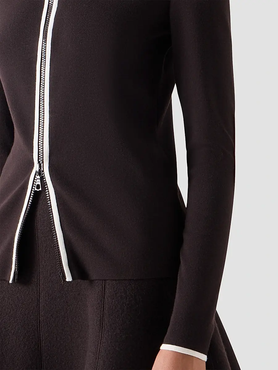 Akris punto Women's Merino Wool Knit Zip Cardigan | Thumbnail 5