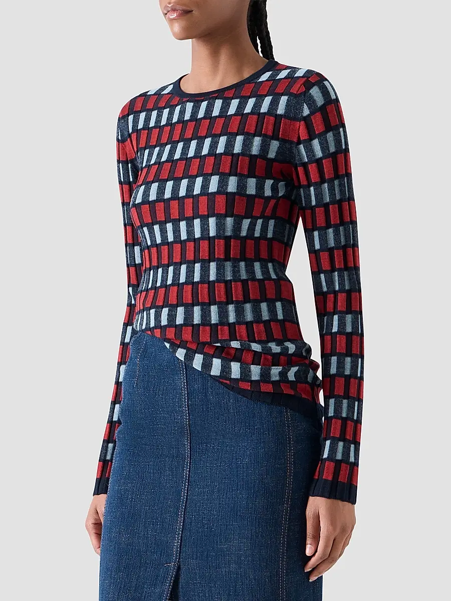 Akris punto Women's Block Wool Knit Long-Sleeve Top | Thumbnail 6 Akris punto Women's Block Wool Knit Long-Sleeve Top | Thumbnail 6