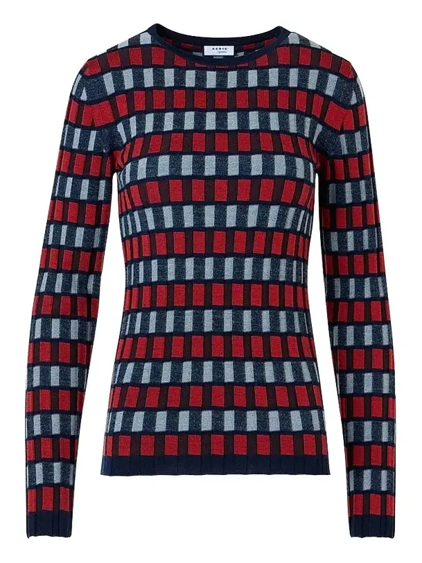 Akris punto Women's Block Wool Knit Long-Sleeve Top