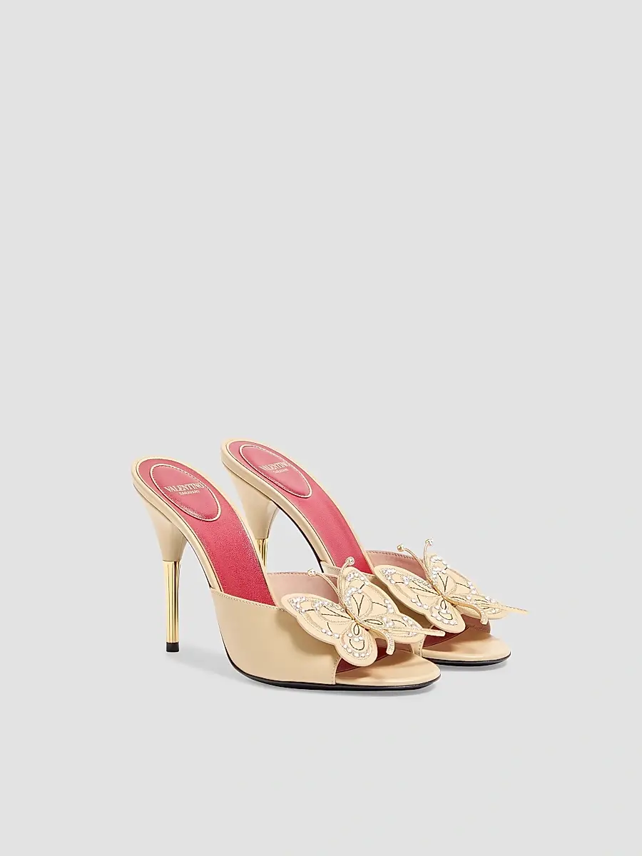 Valentino Women's Flutterby 150MM Kidskin Slide Sandals with Butterfly Detail | Thumbnail 2
