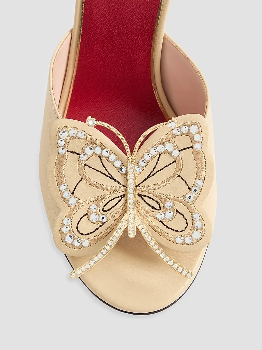 Valentino Women's Flutterby 150MM Kidskin Slide Sandals with Butterfly Detail | Thumbnail 5