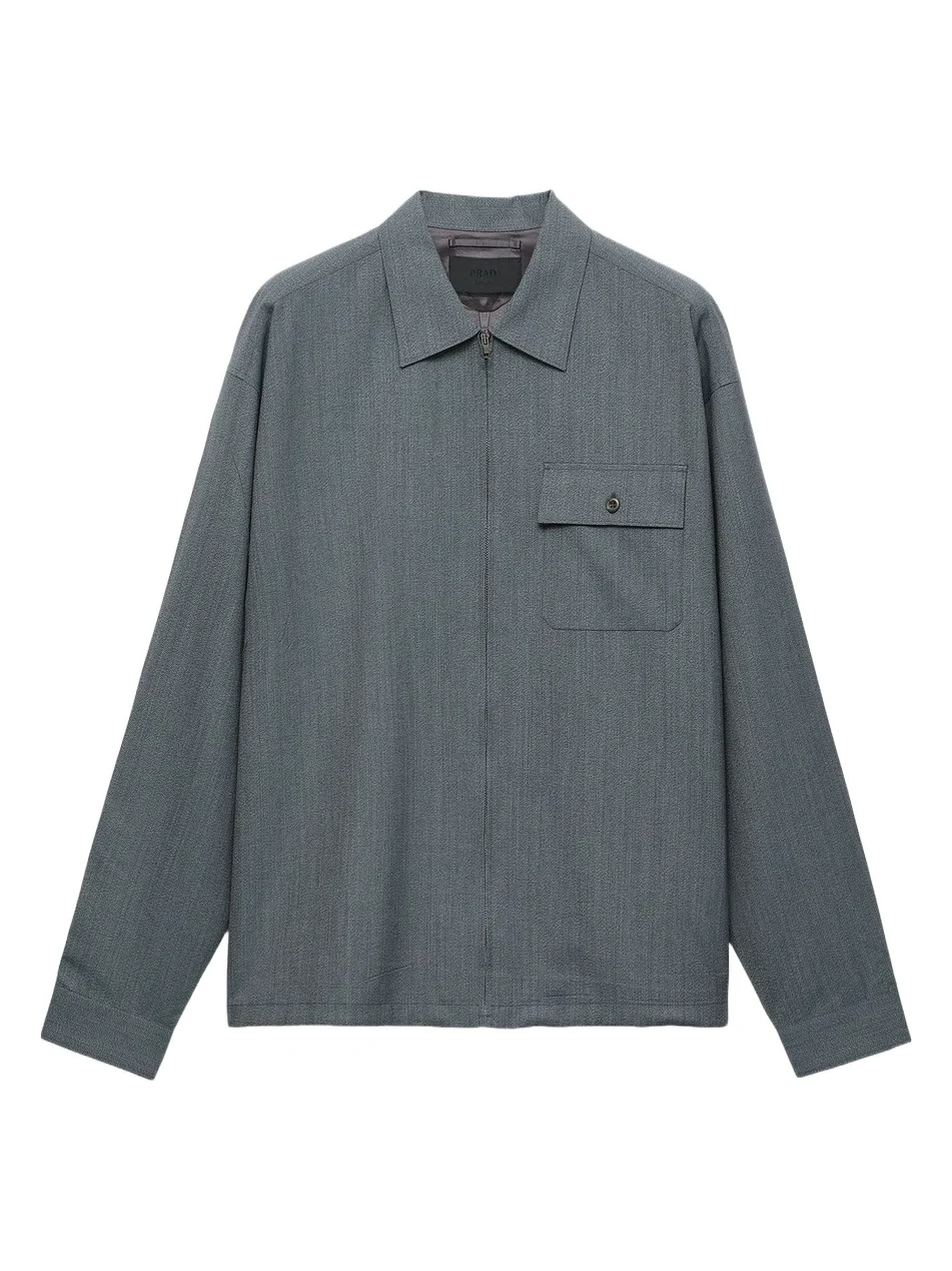 Prada Men's Wool Zipper Shirt