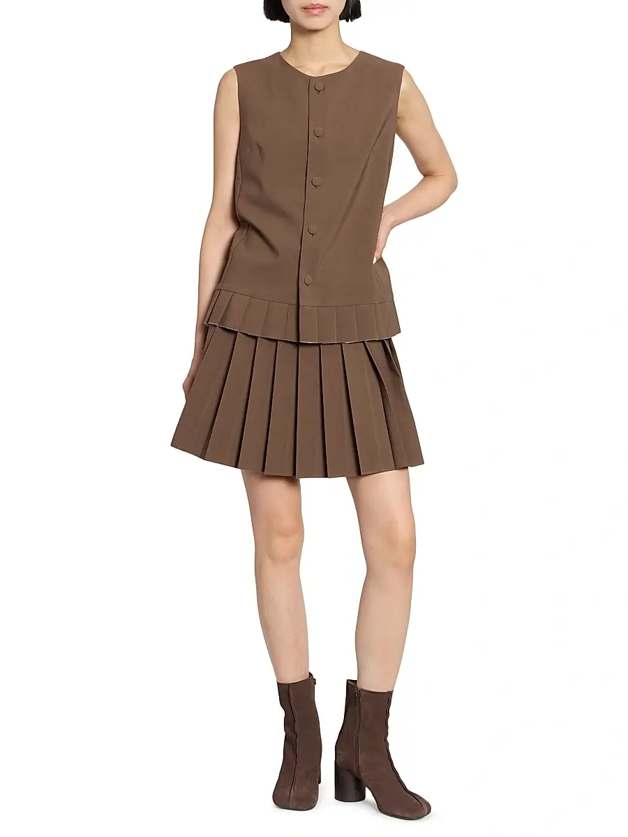 MM6 MAISON MARGIELA Women's Pleated Wool-Blend Miniskirt | Thumbnail 2 MM6 MAISON MARGIELA Women's Pleated Wool-Blend Miniskirt | Thumbnail 2