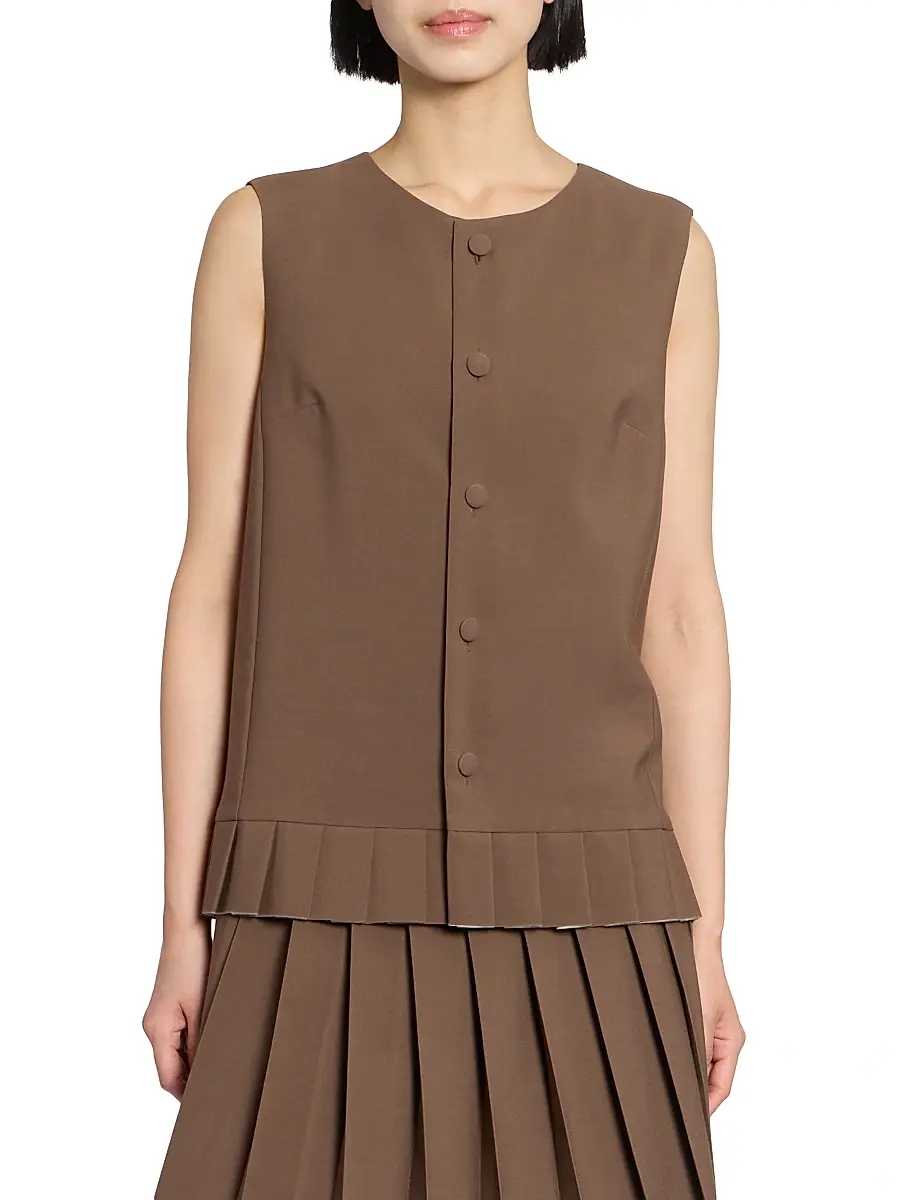 MM6 MAISON MARGIELA Women's Pleated Wool-Blend Tunic Top | Thumbnail 3 MM6 MAISON MARGIELA Women's Pleated Wool-Blend Tunic Top | Thumbnail 3