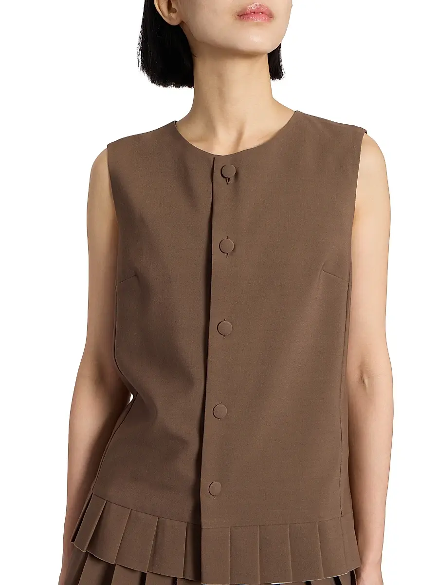 MM6 MAISON MARGIELA Women's Pleated Wool-Blend Tunic Top | Thumbnail 6 MM6 MAISON MARGIELA Women's Pleated Wool-Blend Tunic Top | Thumbnail 6