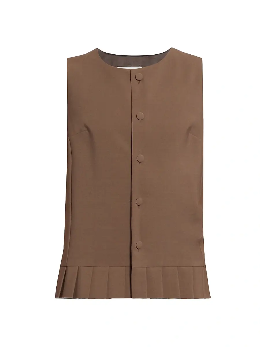 MM6 MAISON MARGIELA Women's Pleated Wool-Blend Tunic Top - Brown - Size 8 | Image 1 MM6 MAISON MARGIELA Women's Pleated Wool-Blend Tunic Top - Brown - Size 8 | Image 1