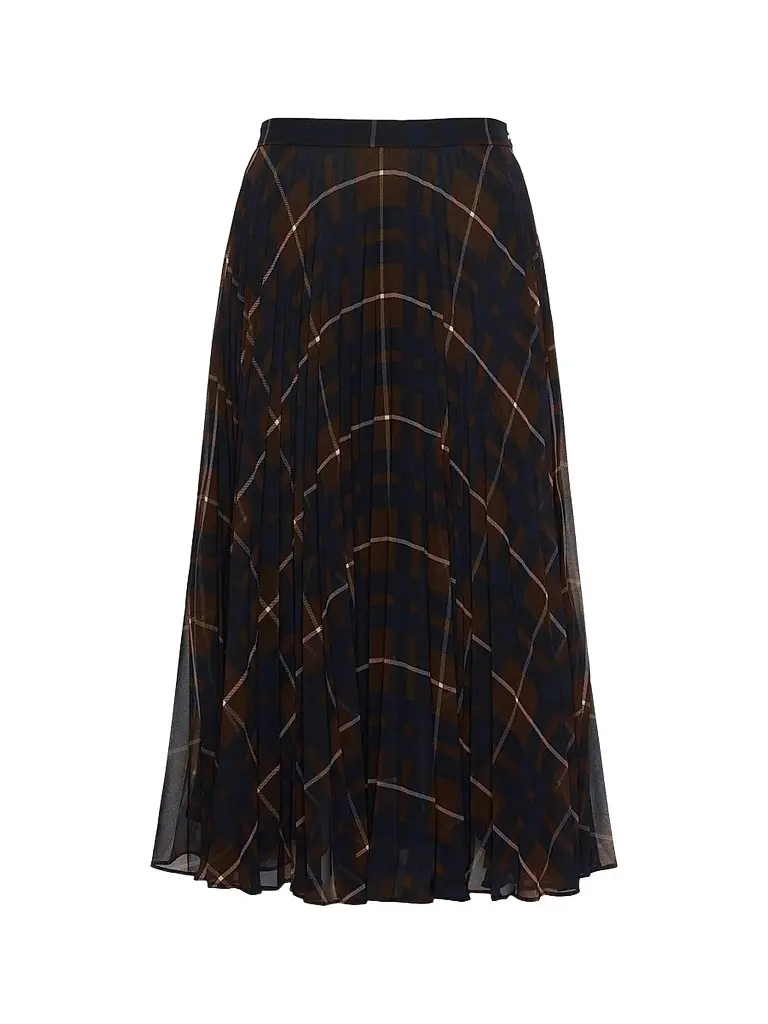 Max Mara Women's Plisse Pleated Georgette Blend Skirt - Blue Brown - Size 12 | Image 1 Max Mara Women's Plisse Pleated Georgette Blend Skirt - Blue Brown - Size 12 | Image 1