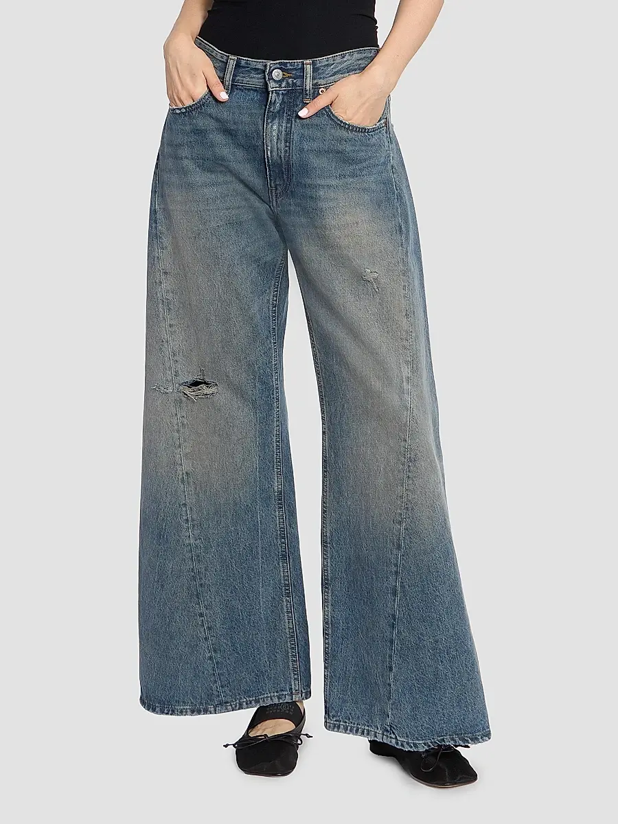 MM6 MAISON MARGIELA Women's Exposed-Seam Distressed Wide-Leg Jeans | Thumbnail 3 MM6 MAISON MARGIELA Women's Exposed-Seam Distressed Wide-Leg Jeans | Thumbnail 3