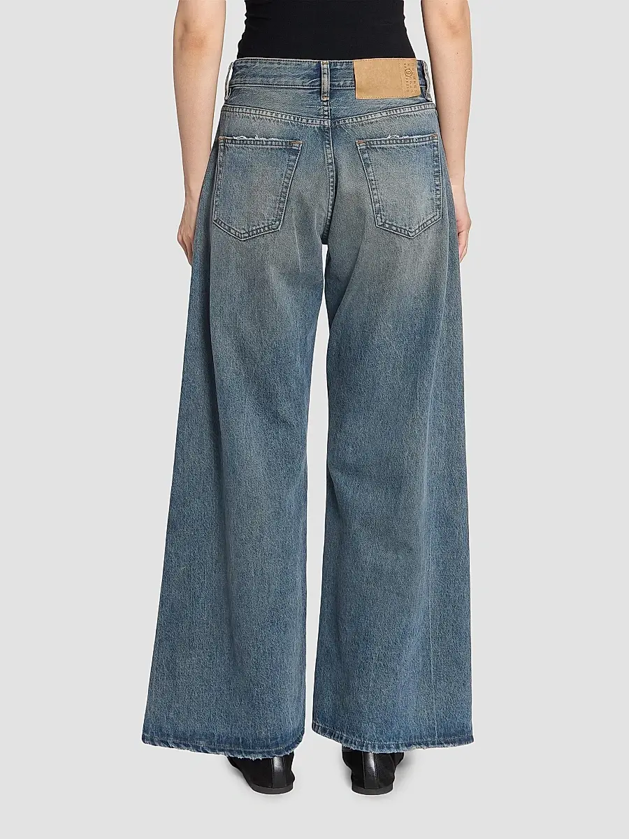 MM6 MAISON MARGIELA Women's Exposed-Seam Distressed Wide-Leg Jeans | Thumbnail 5 MM6 MAISON MARGIELA Women's Exposed-Seam Distressed Wide-Leg Jeans | Thumbnail 5