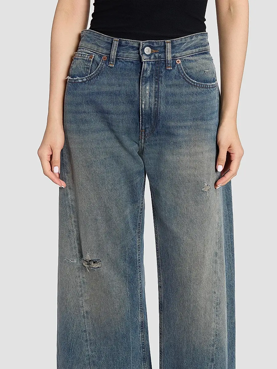 MM6 MAISON MARGIELA Women's Exposed-Seam Distressed Wide-Leg Jeans | Thumbnail 6 MM6 MAISON MARGIELA Women's Exposed-Seam Distressed Wide-Leg Jeans | Thumbnail 6