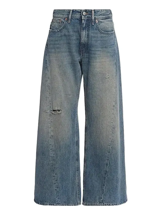 Women's Exposed-Seam Distressed Wide-Leg Jeans Women's Exposed-Seam Distressed Wide-Leg Jeans