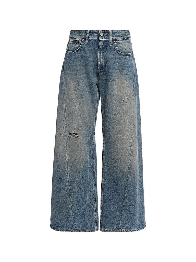 MM6 MAISON MARGIELA Women's Exposed-Seam Distressed Wide-Leg Jeans - Dark Blue - Size 28 | Image 1 MM6 MAISON MARGIELA Women's Exposed-Seam Distressed Wide-Leg Jeans - Dark Blue - Size 28 | Image 1