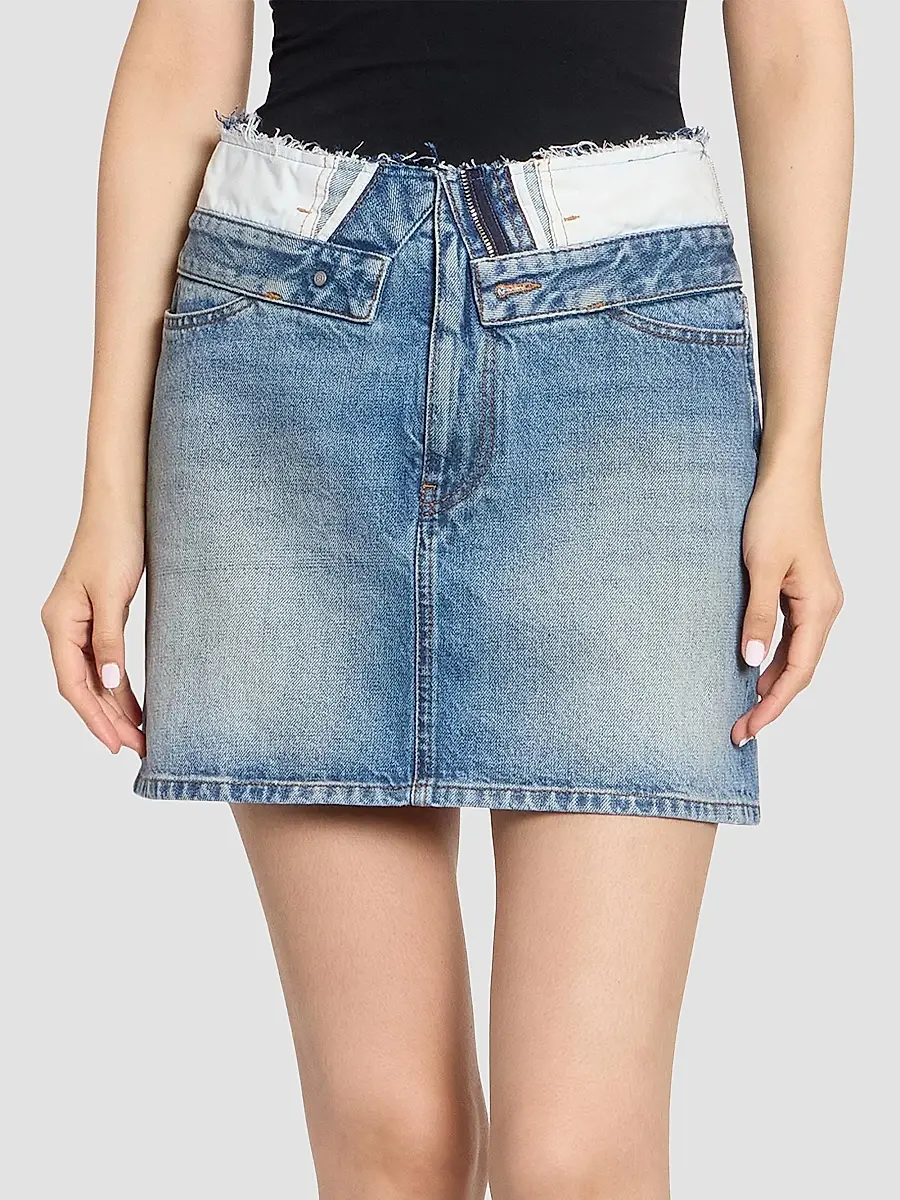 MM6 MAISON MARGIELA Women's Layered-Waist Denim Mini Skirt | Thumbnail 3 MM6 MAISON MARGIELA Women's Layered-Waist Denim Mini Skirt | Thumbnail 3