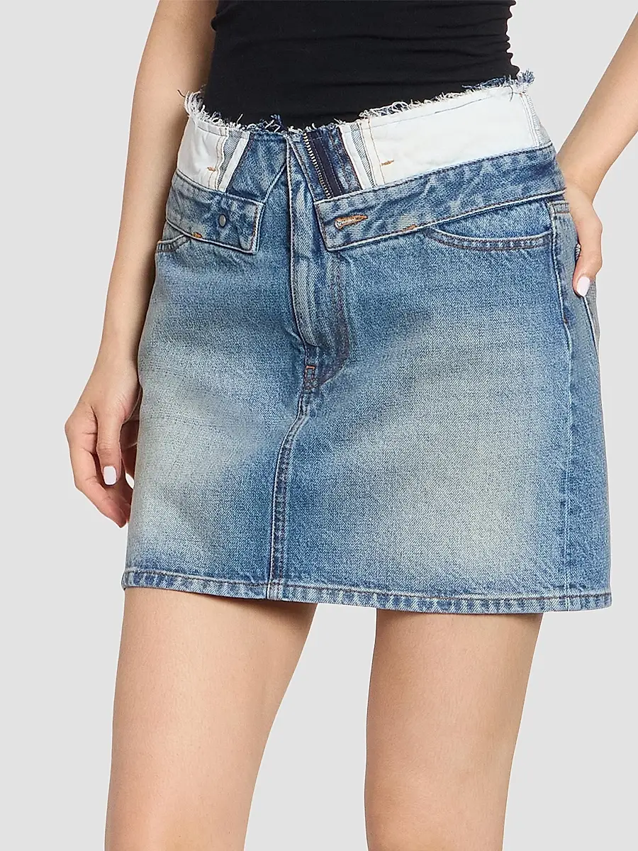 MM6 MAISON MARGIELA Women's Layered-Waist Denim Mini Skirt | Thumbnail 4 MM6 MAISON MARGIELA Women's Layered-Waist Denim Mini Skirt | Thumbnail 4