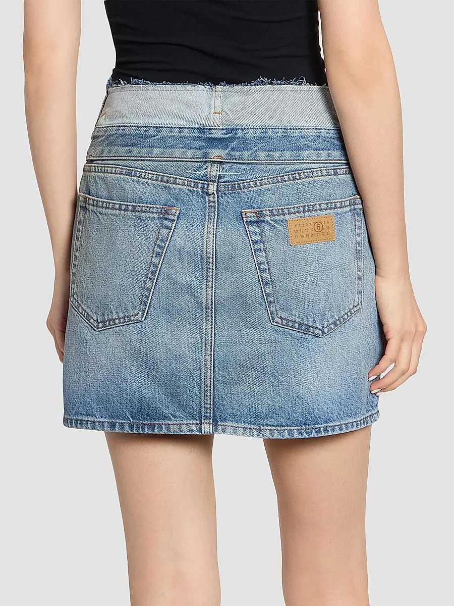 MM6 MAISON MARGIELA Women's Layered-Waist Denim Mini Skirt | Thumbnail 5 MM6 MAISON MARGIELA Women's Layered-Waist Denim Mini Skirt | Thumbnail 5