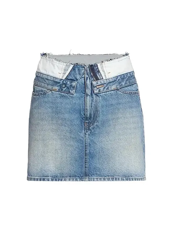 Women's Layered-Waist Denim Mini Skirt Women's Layered-Waist Denim Mini Skirt