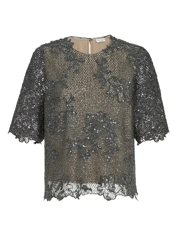 Women's Dazzling Lace Embroidery T-Shirt