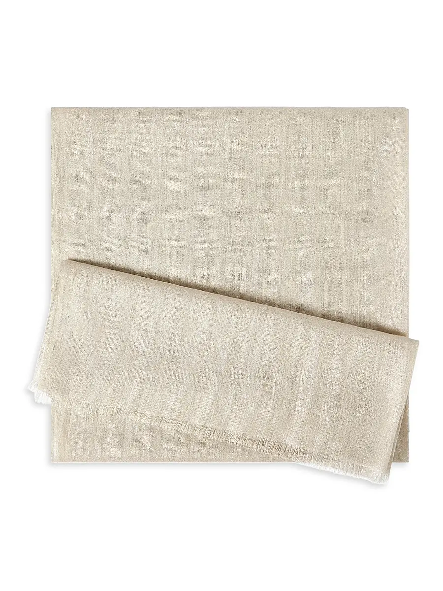 Brunello Cucinelli Women's Cashmere and Silk Sparkling Scarf - Panama | Image 1 Brunello Cucinelli Women's Cashmere and Silk Sparkling Scarf - Panama | Image 1